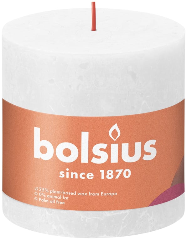 Cloudy White Bolsius Rustic Shine 100x100mm Pillar Candle - Elegant Home Decor