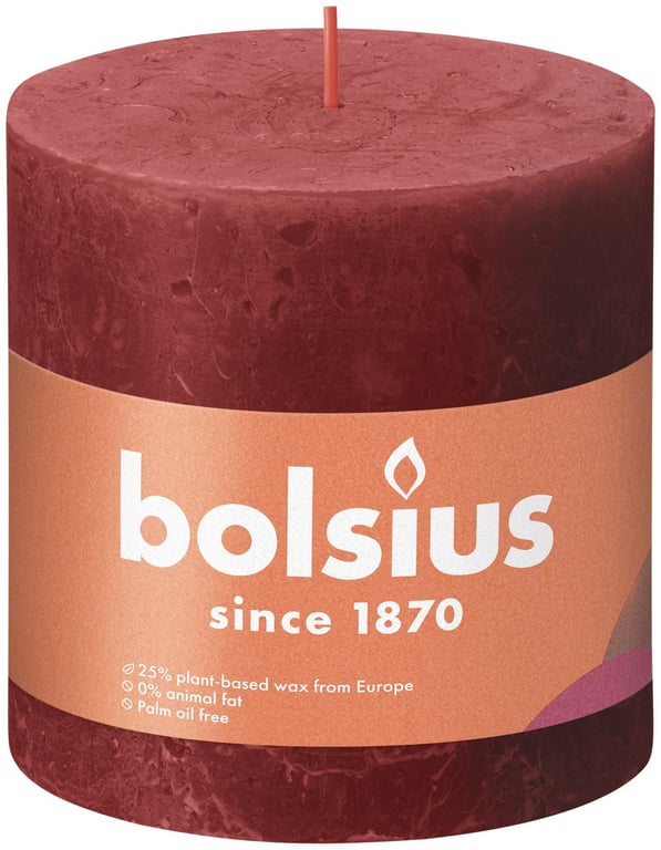 Bolsius Rustic Delicate Red Shine 100mm Pillar Candle - Elegant Home Decor Accent
