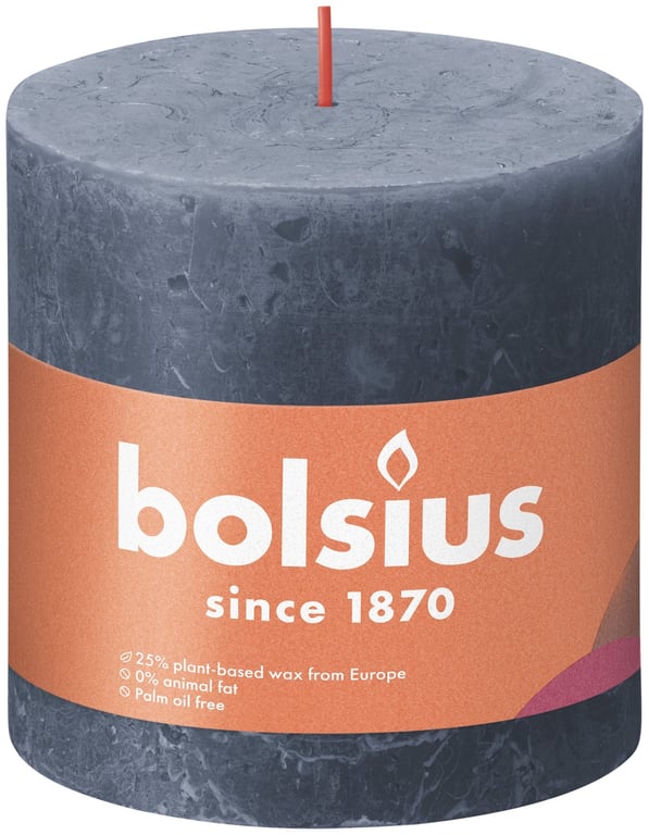 Bolsius Rustic Shine Twilight Blue 100mm Pillar Candle - Indoor Home Decor Lighting