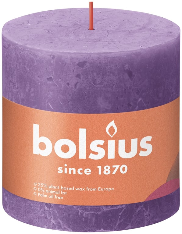 Vibrant Violet Rustic Shine 100x100mm Pillar Candle - Home Decor Bohemian Fragrance