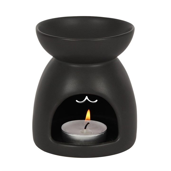 Black Cat Cut Out Oil Burner - Scented Candle Holder for Home Fragrance and Decor