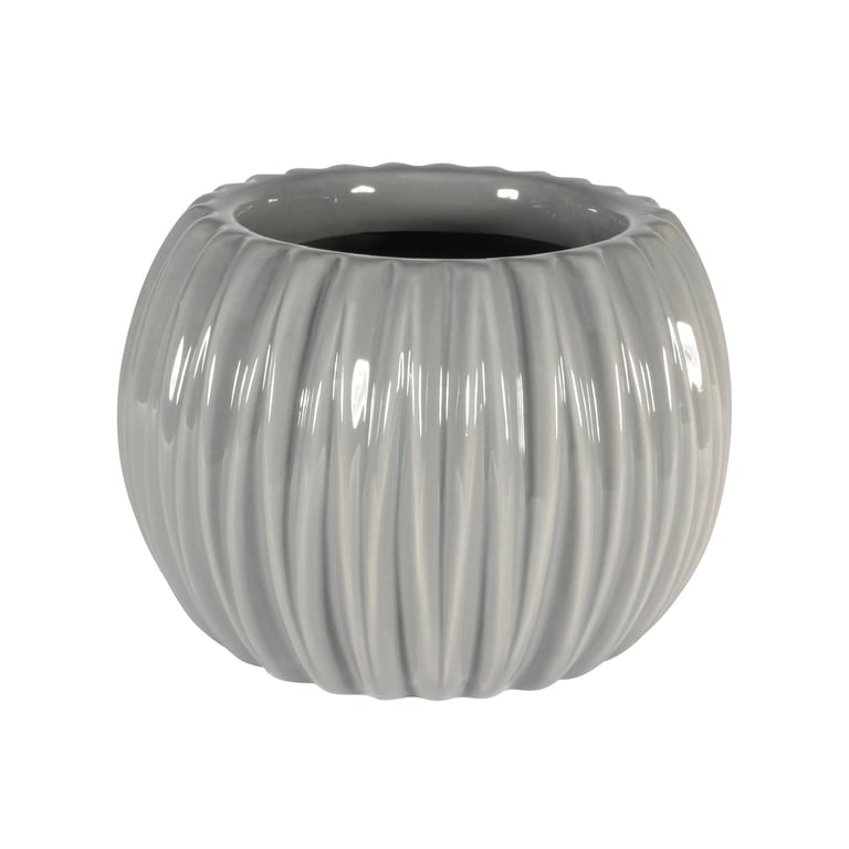 Grey Ribbed Orchid Planter - 18.3cm Indoor Home Decor Plant Container