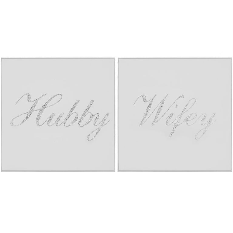Silver Hubby & Wifey Coasters - Elegant Drink Protectors for Home Decor and Couples Gift