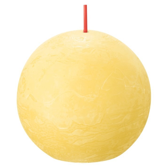 Sunny Yellow Bolsius Rustic Shine Ball Candle 76mm - Warm Home Decor Lighting