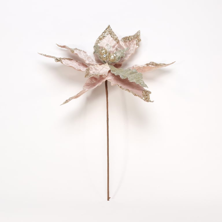 Large Rose Gold Poinsettia Plant - 19.5 Indoor Holiday Decoration
