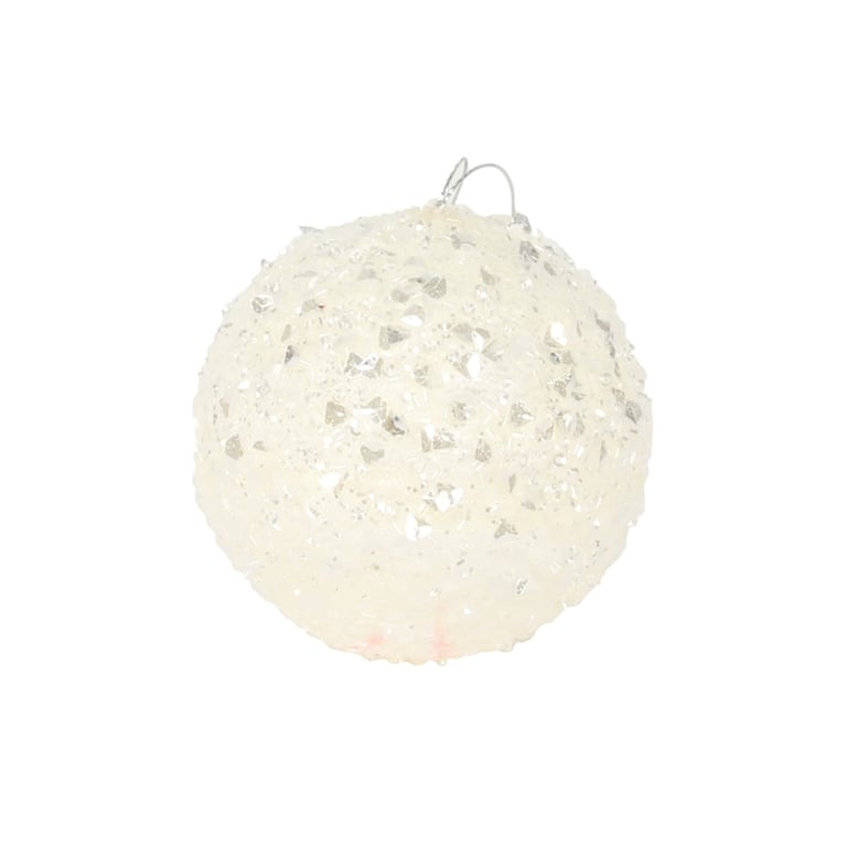 White Glitter Winter Bauble - 10cm Festive Christmas Decoration for Home