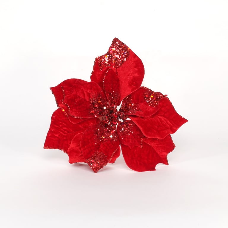 Red Poinsettia Flower - Clip-On Holiday Home Decoration