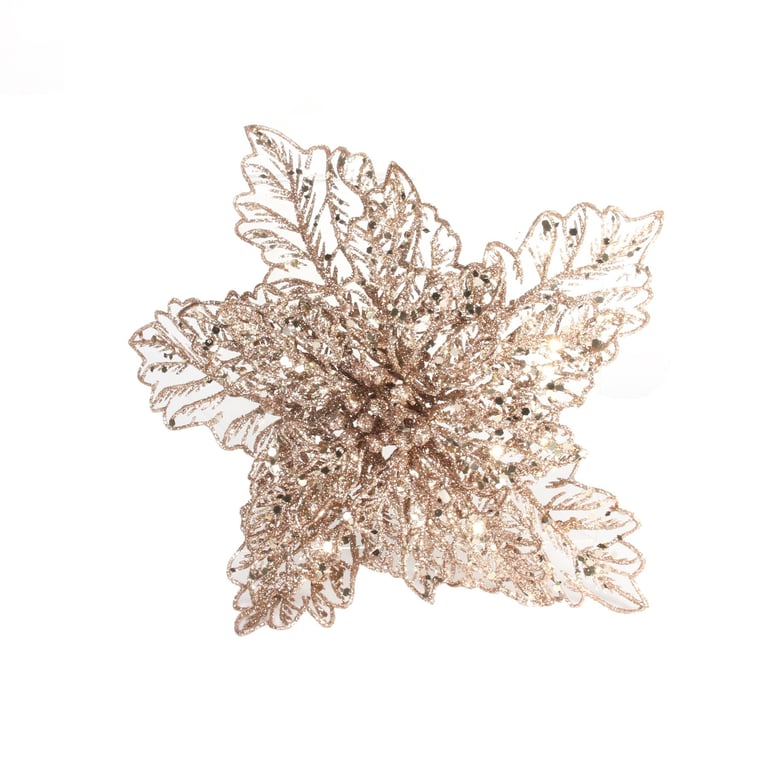 Rose Poinsettia Filigree with Clip - Elegant Holiday Decoration for Home Decor
