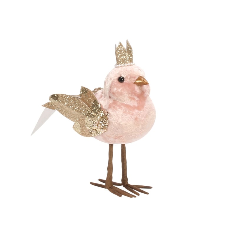 Pink Velvet Bird 26cm Home Decor Ornament Statue