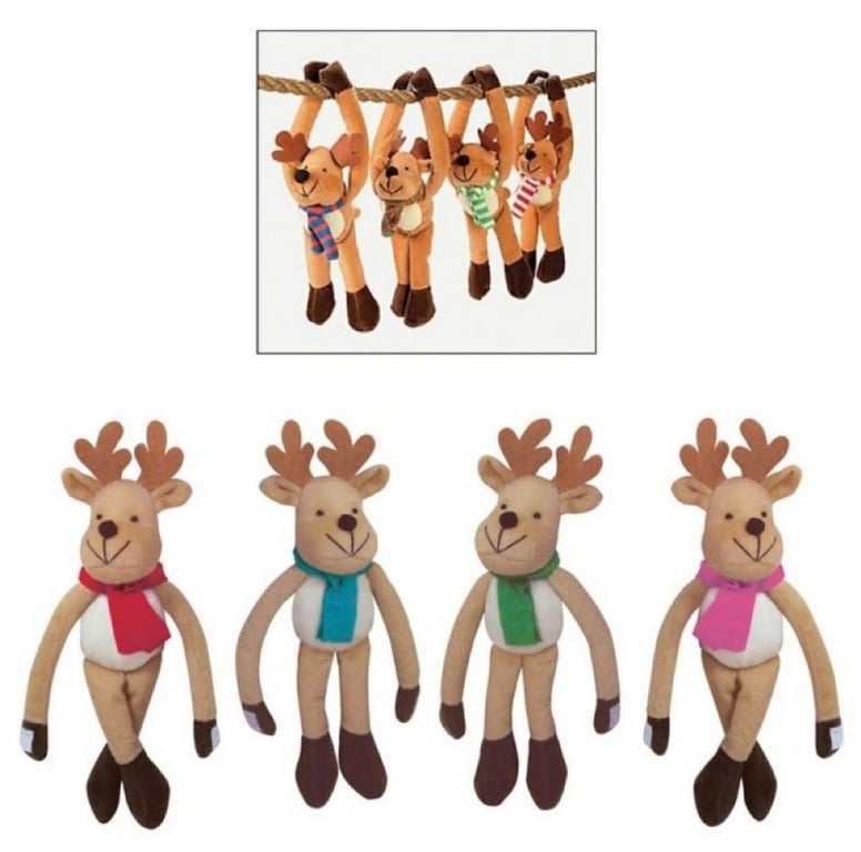 28cm Soft Plush Reindeer Hanging Decoration - Festive Home Decor for Christmas Season