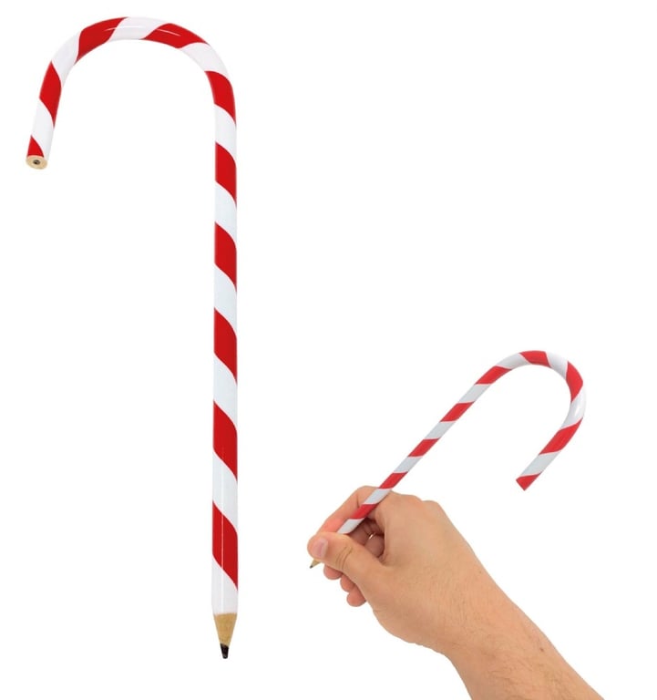 Candy Cane Red and White 20cm Writing Pencil - Holiday Office Supply