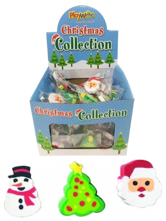 4cm Assorted Christmas Erasers - Holiday School Supplies and Craft Materials