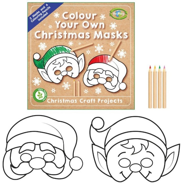 Colour Your Own Christmas Masks - DIY Holiday Craft Kit
