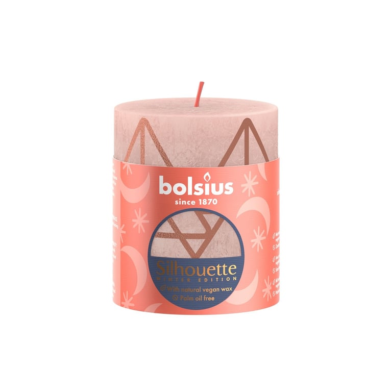 Bolsius Pink & Print Rustic Silhouette Candle - Classic Home Scents in a Distressed Design