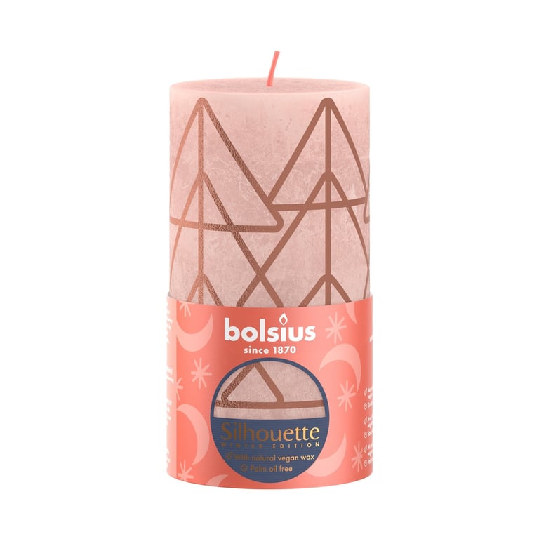 Bolsius Pink and Print Rustic Silhouette Candle - Home Fragrance, 130mm x 68mm