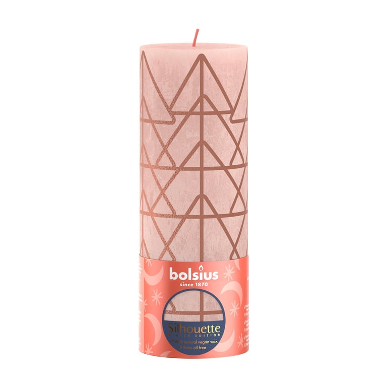 Bolsius Pink & Print Rustic Silhouette Candle - Large Farmhouse Scented Candle for Rural Home Decor