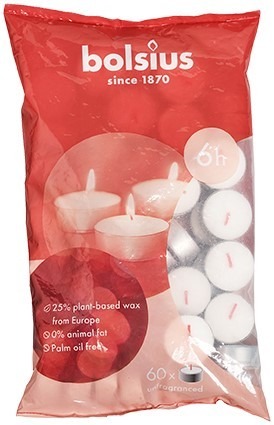 Bolsius Sustainable 6 Hour Eco-Friendly Tealights - Bag of 60 Home Decor Essentials