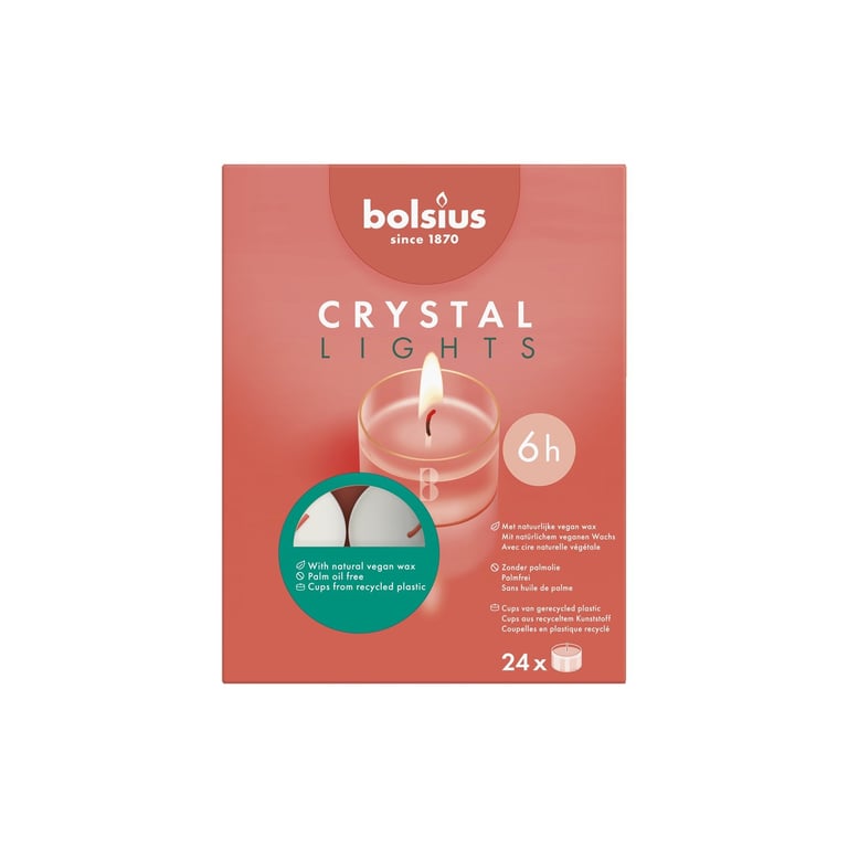Bolsius Crystal Clear Cup Maxi Tea Lights - Long Lasting 8 Hour Burn Time Home Decor Candle