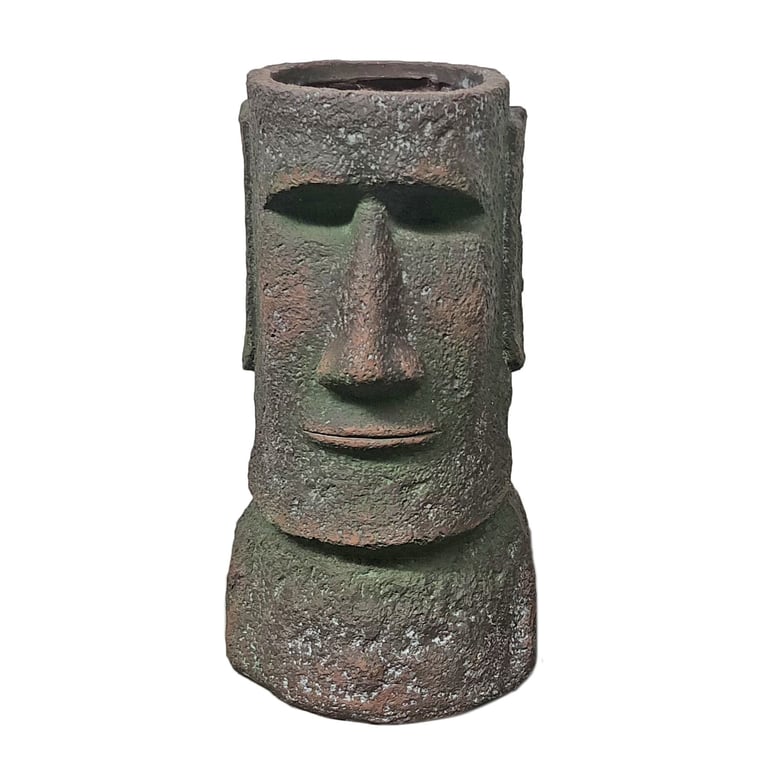 Large Bronze Moai Garden Statue - Tropical Outdoor Planter with Classic Home Decor Appeal