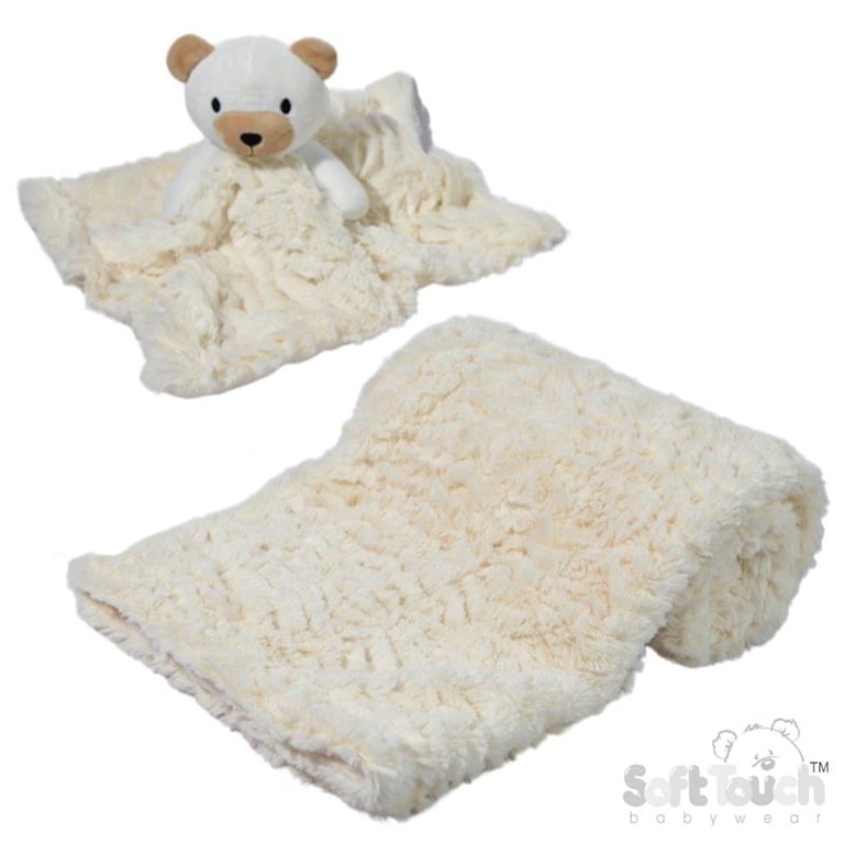 Soft Touch Cream Bear Comforter & Wrap Set - Cozy Home Essentials for Winter Warmth and Bedding Luxury