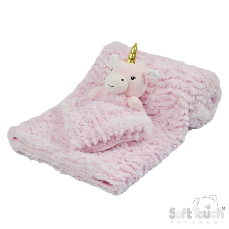 Soft Touch Pink Unicorn Comforter & Wrap Set - Cozy Home Decor Bedding with Cute Design and Warm Blanket Protection.