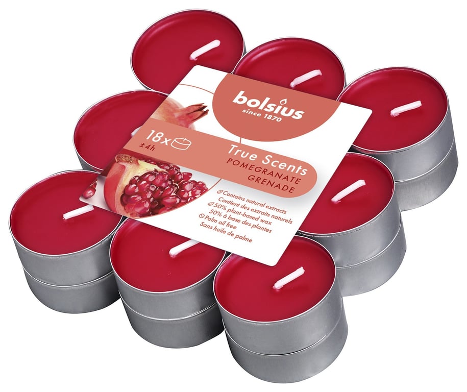 Fragranced Tealights Pomengranate - Pack of 18 Decorative Home Fragrance Candles