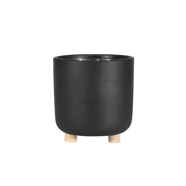 13cm x 12cm Black Footed Planter - Modern Home Decor Indoor Plant Container