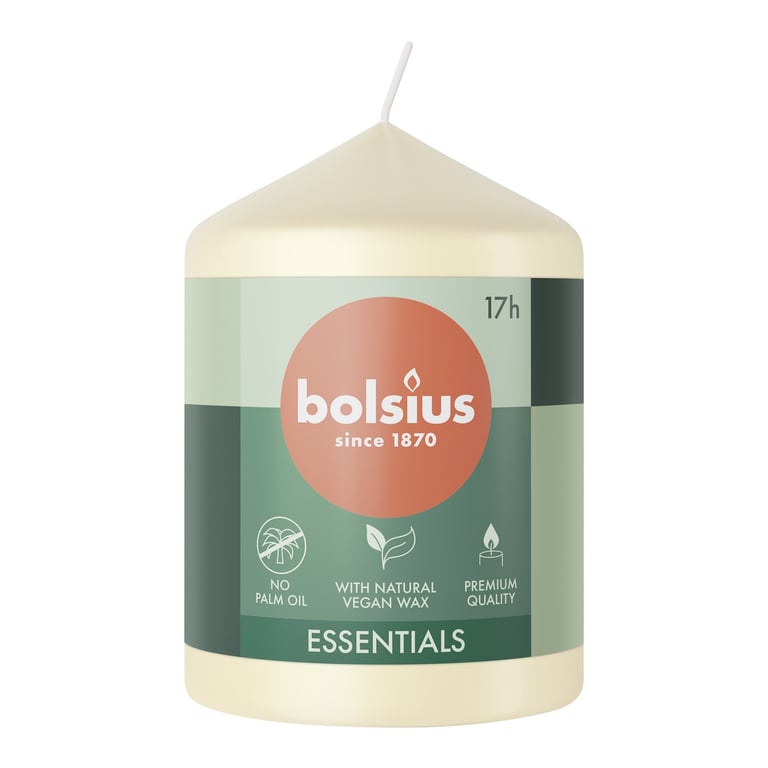 Bolsius Soft Pearl Essential Pillar Candle - 80mm x 58mm Home Decor Candle