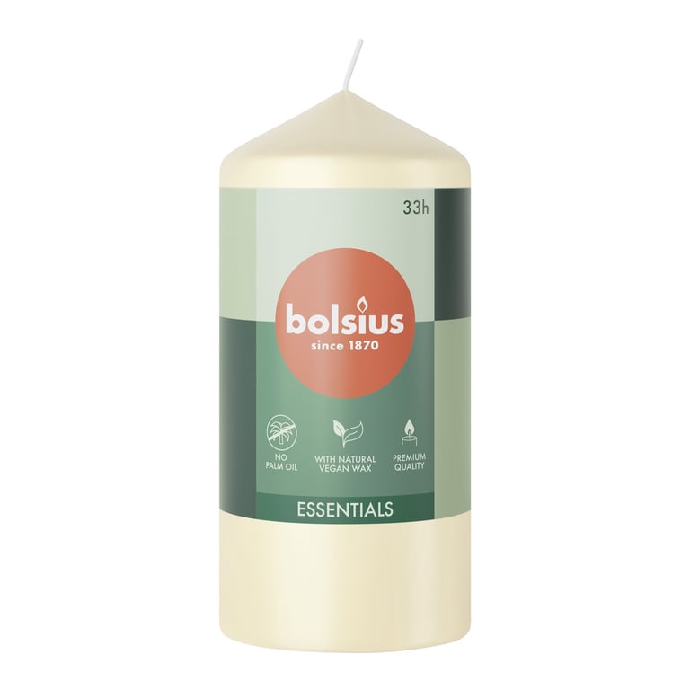 Bolsius Soft Pearl Essential Pillar Candle - Classic Home Decor Essential Oil Candle (120mm x 58mm)
