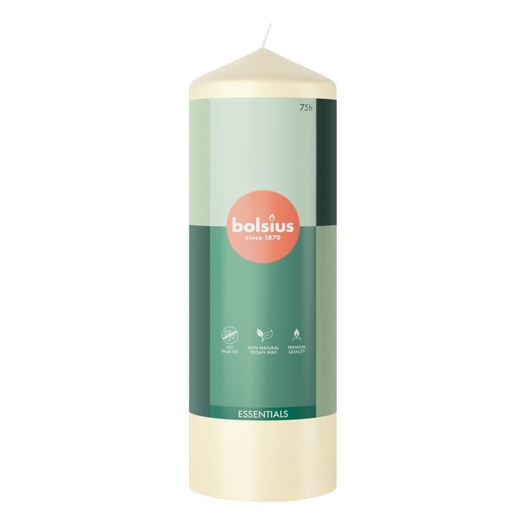 Bolsius Soft Pearl Essential Pillar Candle - Elegant Home Decor with Soothing Fragrance