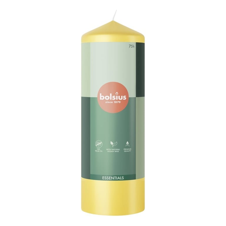 Bolsius Sunny Yellow Essential 200mm Home Fragrance Pillar Candle