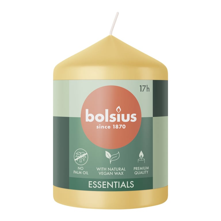 Bolsius Oat Beige Essential Scented Pillar Candle (80mm x 58mm) - Home Fragrance
