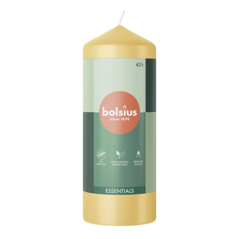 Bolsius Oat Beige Essential Pillar Candle - 150mm Home Decor Essential Oil Candle for Soothing Atmosphere