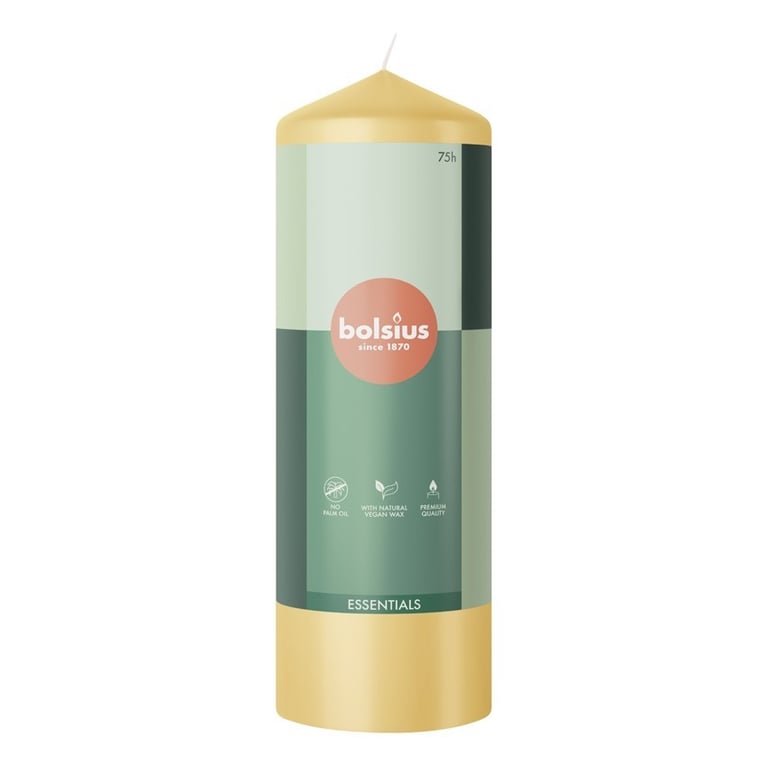 Bolsius Oat Beige Essential Pillar Candle - Soy Wax Home Fragrance Candle