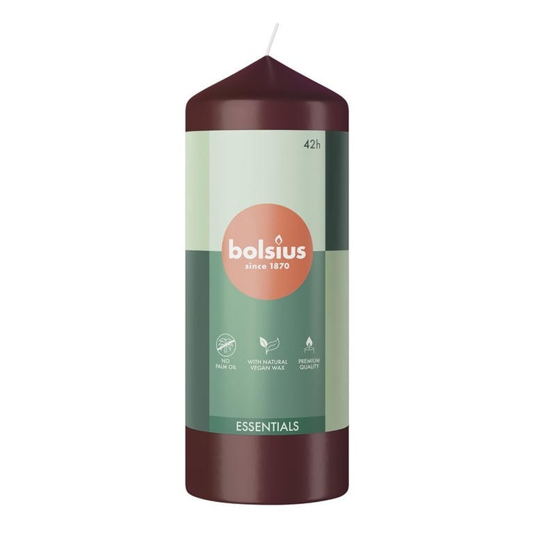 Bolsius Velvet Red Essential Pillar Candle - Classic Home Fragrance for Decorative Ambiance