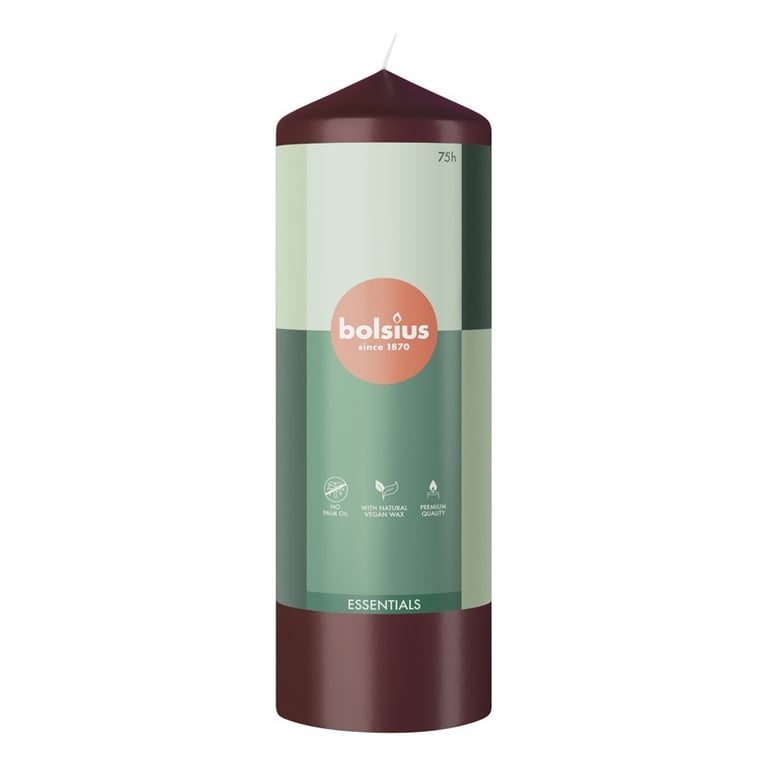 Bolsius Velvet Red Essential 200mm Scented Pillar Candle - Home Fragrance for Bedroom Ambiance