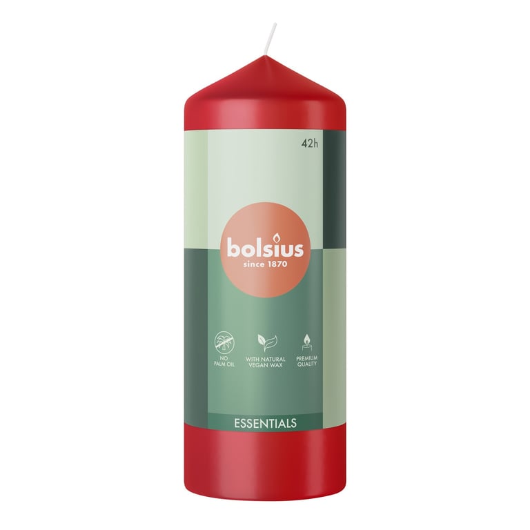Bolsius Delicate Red Essential Pillar Candle - 150mm Fragrance Home Decor
