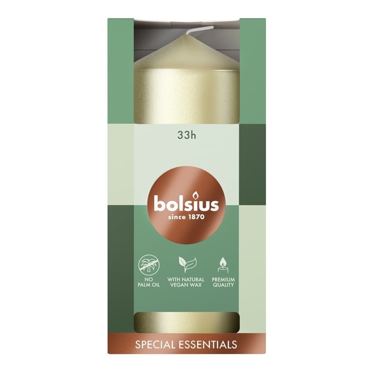 Bolsius Metallic White Silver Special Essentials Scented Pillar Candle