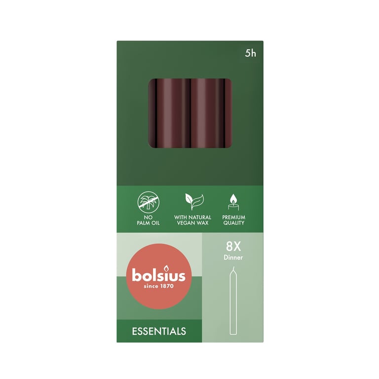 Bolsius Velvet Red Box of 8 Elegant Dinner Candles - Home Decor