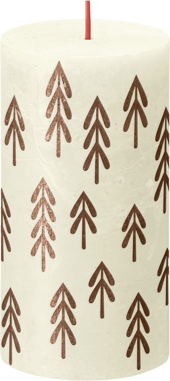 Bolsius Rustic Soft Pearl Silhouette Pillar Candle with Tree - Elegant Home Decor Accent