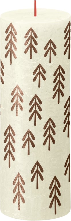 Bolsius Rustic Soft Pearl Silhouette Pillar Candle with Tree Decorative Accent for Home
