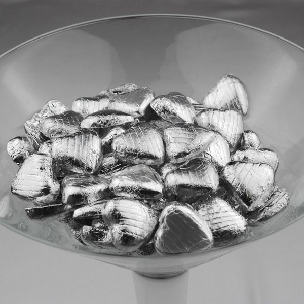 Silver Foiled Dark Chocolate Hearts - 1kg Luxury Chocolate Gift Box