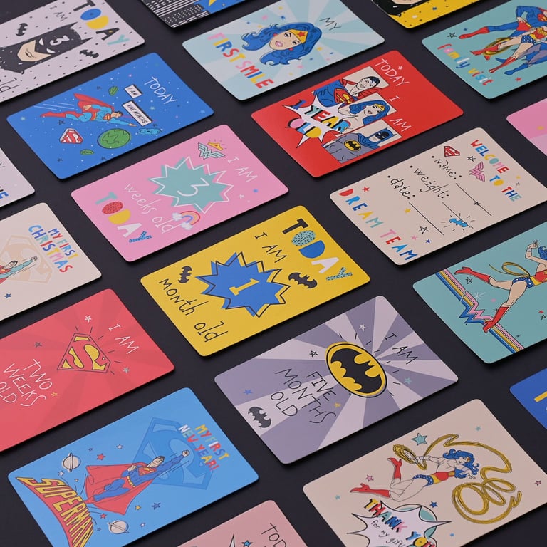24 Assorted Superheroes Milestone Cards - Kids Birthday Gifts and Party Favors