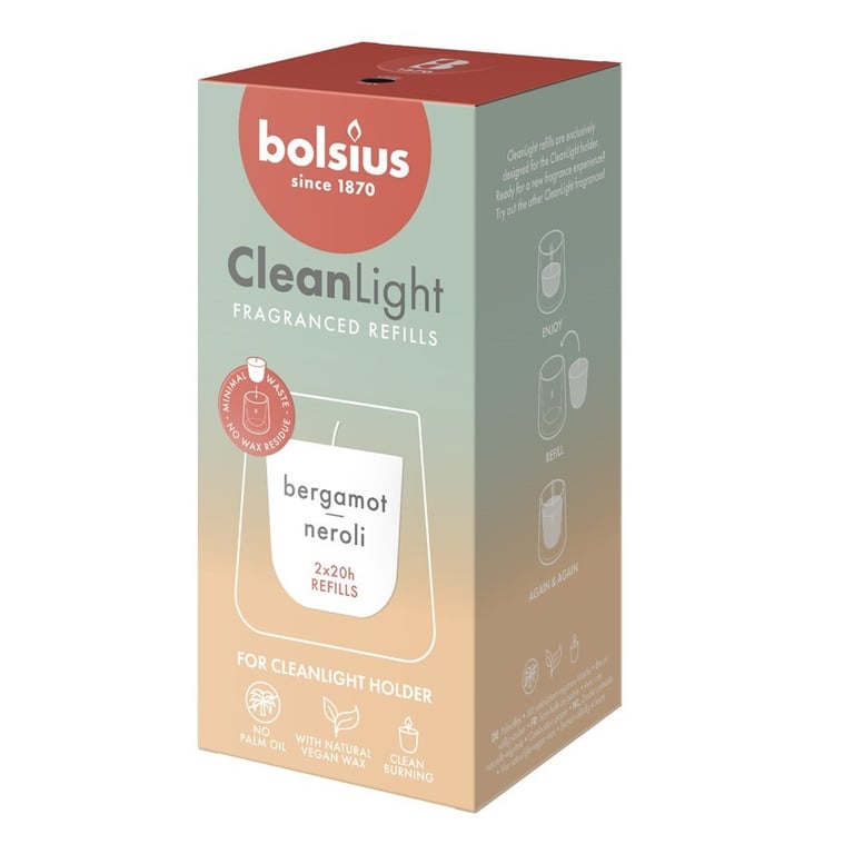 Bolsius Clean Light Refill - Bergamot and Neroli Room Spray, 2 Pack (Eau De Parfum)