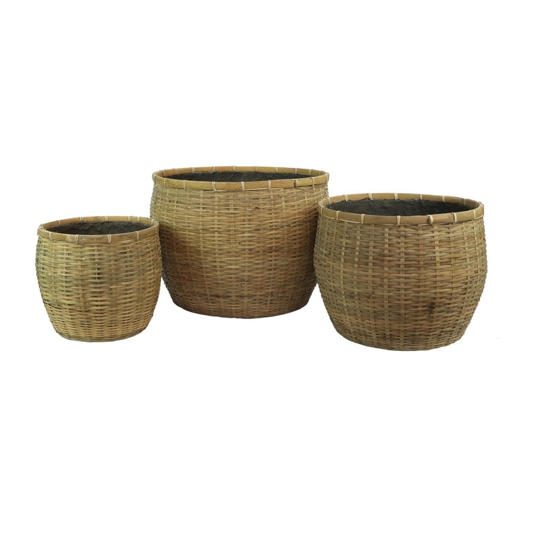 Hortus Classic Bamboo Planter - 3 Pack Eco-Friendly Outdoor Planters for Home Garden Decor