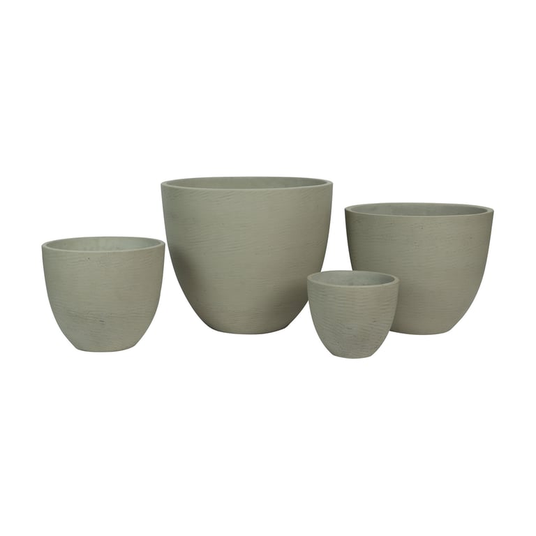 Hortus Classic Cemento Planters - Set of 4 Pottery Outdoor Decor for Home & Garden