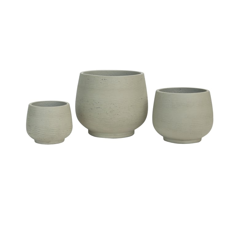 Hortus Classic Cemento Footed Planters - Set of 3 Elegant Outdoor Garden Decor Accessories