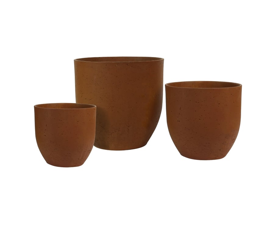 Hortus Classic Oxidized Planter Set - 3-Piece Indoor & Outdoor Decorative Plant Pots