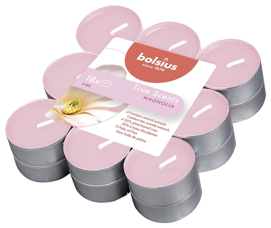 Bolsius True Scent Tealights - Magnolia Home Decor Candles (18-Pack)
