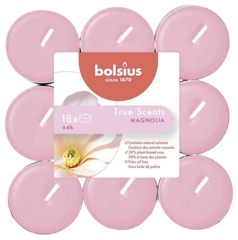 Bolsius True Scent Tealights - Magnolia Home Decor Candles (18-Pack)